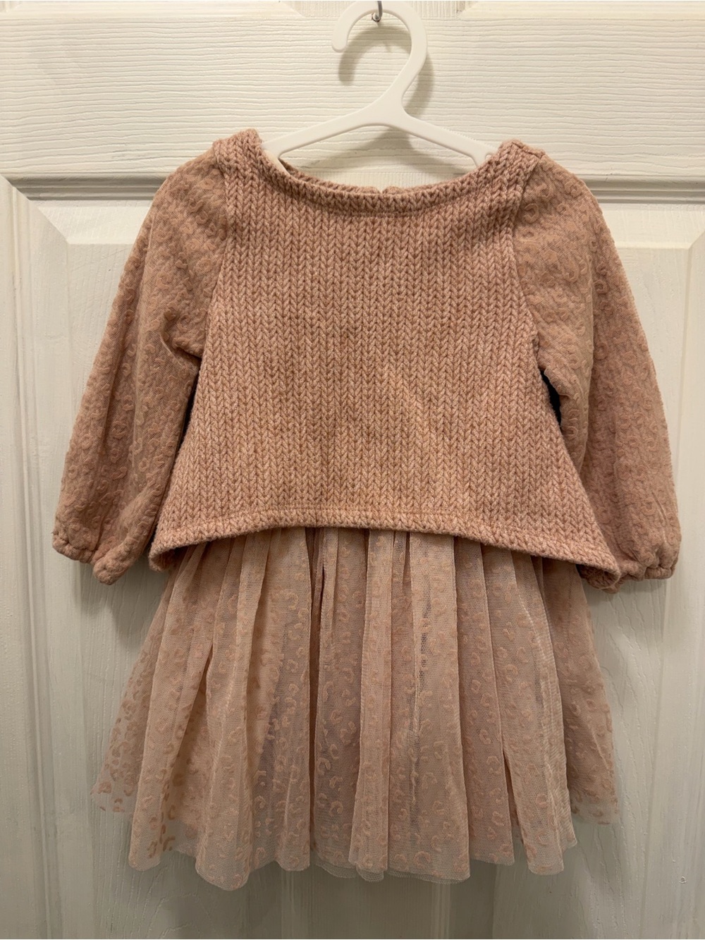 Pippa & Julie 2-Piece Knit Sweater & Leopard Tulle Dress Set (Size 18M)